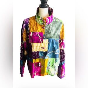 Sassy Jones Nina Safari Patchwork Beaded Blazer